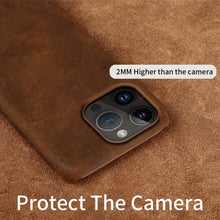 Load image into Gallery viewer, Classic Brown Genuine Leather Phone Case for iPhone 13 14 Pro Max 12 Mini 11 12 Pro Max Leather Cover Bumper Phone Case Compatible With iPhone Genuine Leather Slim Back Cover
