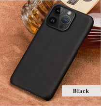 Load image into Gallery viewer, Classic Brown Genuine Leather Phone Case for iPhone 13 14 Pro Max 12 Mini 11 12 Pro Max Leather Cover Bumper Phone Case Compatible With iPhone Genuine Leather Slim Back Cover
