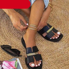 Load image into Gallery viewer, Classic Design New Women Flat Flip Flops Double Chain Sandal Slippers Shoes Women Flats Slippers Flat Sandals Elegant Strappy Flip Flops Casual Comfortable Beach Shoes
