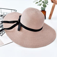 Load image into Gallery viewer, Classic Design Wide Elegant Hat New Simple Foldable Wide Floppy Girls Straw Hat Sun Hat Beach Women Summer Hat UV Protect Travel Cap Lady Cap Female Outdoor Summer Hat
