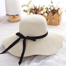 Load image into Gallery viewer, Classic Design Wide Elegant Hat New Simple Foldable Wide Floppy Girls Straw Hat Sun Hat Beach Women Summer Hat UV Protect Travel Cap Lady Cap Female Outdoor Summer Hat
