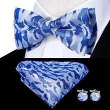 Load image into Gallery viewer, Classic Green Bow Ties Men Silk Butterfly Tie  With Pocket Square And Cufflinks Set For Men Elegant Design Wedding Party Bowties Solid Color Gentleman Bow Tie And Pocket Square Cufflink Set
