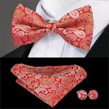 Load image into Gallery viewer, Classic Green Bow Ties Men Silk Butterfly Tie  With Pocket Square And Cufflinks Set For Men Elegant Design Wedding Party Bowties Solid Color Gentleman Bow Tie And Pocket Square Cufflink Set
