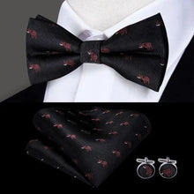 Load image into Gallery viewer, Classic Green Bow Ties Men Silk Butterfly Tie  With Pocket Square And Cufflinks Set For Men Elegant Design Wedding Party Bowties Solid Color Gentleman Bow Tie And Pocket Square Cufflink Set

