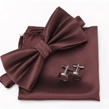 将图片加载到图库查看器，Classic Men Bowtie  Cufflinks Set Casual Men's Fashionable Style Solid Color Bowties Elegant Accessories
