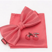 将图片加载到图库查看器，Classic Men Bowtie  Cufflinks Set Casual Men's Fashionable Style Solid Color Bowties Elegant Accessories
