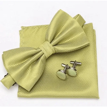 将图片加载到图库查看器，Classic Men Bowtie  Cufflinks Set Casual Men's Fashionable Style Solid Color Bowties Elegant Accessories
