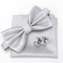 将图片加载到图库查看器，Classic Men Bowtie  Cufflinks Set Casual Men's Fashionable Style Solid Color Bowties Elegant Accessories
