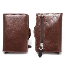 Load image into Gallery viewer, Classic Multifunction Automatic Aluminum Alloy Leather Credit Card Holder Retro New Pop-Up Card Ejector Business Wallets For Men
