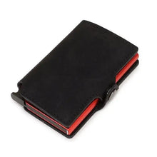 Load image into Gallery viewer, Classic Multifunction Automatic Aluminum Alloy Leather Credit Card Holder Retro New Pop-Up Card Ejector Business Wallets For Men

