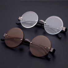 Load image into Gallery viewer, Classic Natural Crystal Glass Stone Reading Glasses Male High Definition Anti Fatigue Round Brown Reading Glasses Female Lightweight Thin Steel Frame With Compact Case For Daily Use
