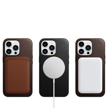 Load image into Gallery viewer, Classic Simple Brown Black Shockproof Drop Proof Phone Case Protective Genuine Leather Case for iPhone 13 Pro Max Business Case for iPhone 13 Mini Classic Magnetic Charging Phone Back Cover
