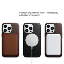 Load image into Gallery viewer, Classic Simple Brown Black Shockproof Drop Proof Phone Case Protective Genuine Leather Case for iPhone 13 Pro Max Business Case for iPhone 13 Mini Classic Magnetic Charging Phone Back Cover
