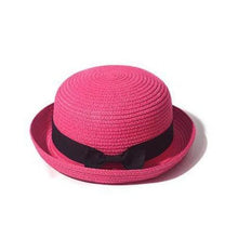 将图片加载到图库查看器，Classic Simple Female Hat For Summer Beach Hat Casual Lady Summer Solid Color Straw Hat Women Elegant Hat Traveling Hats UV Protection Sun Cap Women Flat Bowknot Design Cute Cap Girls Hat 56-58cm
