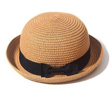 将图片加载到图库查看器，Classic Simple Female Hat For Summer Beach Hat Casual Lady Summer Solid Color Straw Hat Women Elegant Hat Traveling Hats UV Protection Sun Cap Women Flat Bowknot Design Cute Cap Girls Hat 56-58cm
