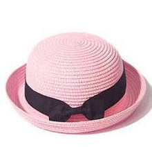 将图片加载到图库查看器，Classic Simple Female Hat For Summer Beach Hat Casual Lady Summer Solid Color Straw Hat Women Elegant Hat Traveling Hats UV Protection Sun Cap Women Flat Bowknot Design Cute Cap Girls Hat 56-58cm
