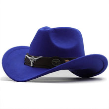 Load image into Gallery viewer, Classic Simple Women Men Wool Western Cowboy Hat Women Men's Western Cowboy Unisex Hat Gentleman Wide Brim Hat Dad Cowgirl Hats Cowgirl Hats With Wide Belt
