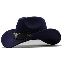 Load image into Gallery viewer, Classic Simple Women Men Wool Western Cowboy Hat Women Men's Western Cowboy Unisex Hat Gentleman Wide Brim Hat Dad Cowgirl Hats Cowgirl Hats With Wide Belt
