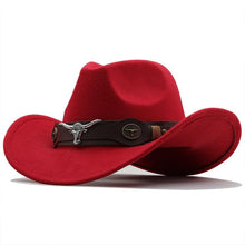 Load image into Gallery viewer, Classic Simple Women Men Wool Western Cowboy Hat Women Men's Western Cowboy Unisex Hat Gentleman Wide Brim Hat Dad Cowgirl Hats Cowgirl Hats With Wide Belt
