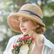 将图片加载到图库查看器，Classic Style Straw Hat Women Foldable Traveling Summer Women's Big Sun Hat Vintage Design Wide Side Straw Hat Female Summer Beach Hat Holiday Party Cap 56-58CM
