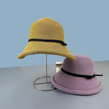 将图片加载到图库查看器，Classic Style Straw Hat Women Foldable Traveling Summer Women's Big Sun Hat Vintage Design Wide Side Straw Hat Female Summer Beach Hat Holiday Party Cap 56-58CM
