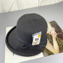 将图片加载到图库查看器，Classic Style Straw Hat Women Foldable Traveling Summer Women's Big Sun Hat Vintage Design Wide Side Straw Hat Female Summer Beach Hat Holiday Party Cap 56-58CM
