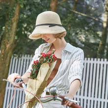 将图片加载到图库查看器，Classic Style Straw Hat Women Foldable Traveling Summer Women's Big Sun Hat Vintage Design Wide Side Straw Hat Female Summer Beach Hat Holiday Party Cap 56-58CM

