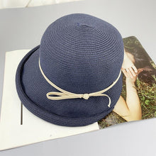 将图片加载到图库查看器，Classic Style Straw Hat Women Foldable Traveling Summer Women's Big Sun Hat Vintage Design Wide Side Straw Hat Female Summer Beach Hat Holiday Party Cap 56-58CM
