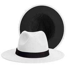 Load image into Gallery viewer, Classic Wide Brim Fedora Hat Men Women Two Colors Fedora Hats Cowboy Hat White Blue Belt Beautiful Design Soft Unisex Party Formal Hat 56-58CM
