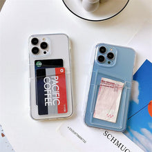Load image into Gallery viewer, Clear Dual Card Slots Transparent Phone Case For iPhone 14 13 12 11 Pro Max XS Max XR X Full Body Shockproof Soft Silicone Back Cover

