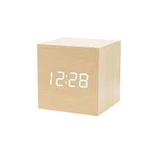 Load image into Gallery viewer, Clocks LED Wooden Alarm Clock Watch Wooden Wood Clock New Version LED Alarm Digital Desk Clock Adjustable Brightness, Alarm Time, Displays Time Date Temperature  Table Voice Control Digital Wood Electronic Desktop Table
