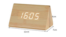 Load image into Gallery viewer, Clocks LED Wooden Alarm Clock Watch Wooden Wood Clock New Version LED Alarm Digital Desk Clock Adjustable Brightness, Alarm Time, Displays Time Date Temperature  Table Voice Control Digital Wood Electronic Desktop Table
