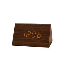 Load image into Gallery viewer, Clocks LED Wooden Alarm Clock Watch Wooden Wood Clock New Version LED Alarm Digital Desk Clock Adjustable Brightness, Alarm Time, Displays Time Date Temperature  Table Voice Control Digital Wood Electronic Desktop Table
