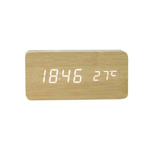 Load image into Gallery viewer, Clocks LED Wooden Alarm Clock Watch Wooden Wood Clock New Version LED Alarm Digital Desk Clock Adjustable Brightness, Alarm Time, Displays Time Date Temperature  Table Voice Control Digital Wood Electronic Desktop Table
