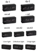 Load image into Gallery viewer, Clocks LED Wooden Alarm Clock Watch Wooden Wood Clock New Version LED Alarm Digital Desk Clock Adjustable Brightness, Alarm Time, Displays Time Date Temperature  Table Voice Control Digital Wood Electronic Desktop Table
