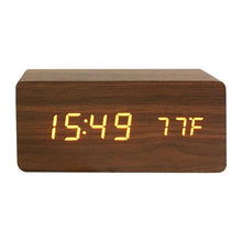 Load image into Gallery viewer, Clocks LED Wooden Alarm Clock Watch Wooden Wood Clock New Version LED Alarm Digital Desk Clock Adjustable Brightness, Alarm Time, Displays Time Date Temperature  Table Voice Control Digital Wood Electronic Desktop Table
