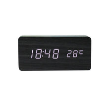 Load image into Gallery viewer, Clocks LED Wooden Alarm Clock Watch Wooden Wood Clock New Version LED Alarm Digital Desk Clock Adjustable Brightness, Alarm Time, Displays Time Date Temperature  Table Voice Control Digital Wood Electronic Desktop Table
