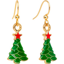 将图片加载到图库查看器，Gold Plated Christmas Tree Star Fishhook Earrings
