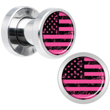 Load image into Gallery viewer, Pink American Flag Steel Screw Fit Plug Set 4G
