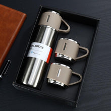 Load image into Gallery viewer, Coffee Thermos 500ml Water Bottle Portable Thermal Travel Sports Mug In-Car Insulated Cup Stainless Steel Vacuum Flasks Double Layer Stainless Steel Vacuum Flask Set with 3 Cups Including Lid
