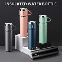 Load image into Gallery viewer, Coffee Thermos 500ml Water Bottle Portable Thermal Travel Sports Mug In-Car Insulated Cup Stainless Steel Vacuum Flasks Double Layer Stainless Steel Vacuum Flask Set with 3 Cups Including Lid
