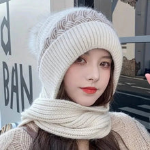 Load image into Gallery viewer, Coldproof Warm Beanie With Pom Classic Hooded Scarf Elastic Knit Hats Warm Beanies
