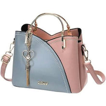 Load image into Gallery viewer, Color Block Satchel Bag with Metal Tassel Decor and Crossbody Strap
