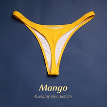 将图片加载到图库查看器，Colorful Bikini Thong Swimwear Women Swimsuit Top And Bottoms T-Back Brazilian Swimming Women's Strappy Triangle Bikini Sets High Cut Cheeky Thong Bottom Swimsuits
