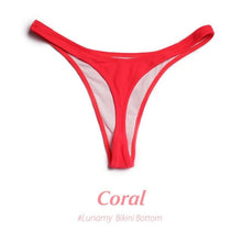 将图片加载到图库查看器，Colorful Bikini Thong Swimwear Women Swimsuit Top And Bottoms T-Back Brazilian Swimming Women's Strappy Triangle Bikini Sets High Cut Cheeky Thong Bottom Swimsuits
