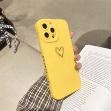 Load image into Gallery viewer, Colorful Love Heart Phone Case For iPhone 12 13 Pro Max 14 Pro Candy Color Soft Silicone Back Cover Shockproof Anti-Fingerprint Phone Case Lovely Gift For Women
