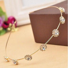 Load image into Gallery viewer, Colorful Rhinestone Flower Leaf Hair Hoop Headband Hairband for Women Girls Bezel Hair Band Hair Accessories Flower and Leaves Crown Hair Band for Bride and Bridesmaids
