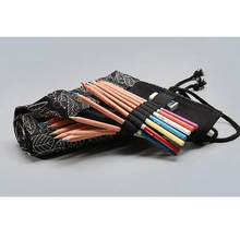 Load image into Gallery viewer, Colorful Roll Up Pencil Case Canvas Flowers Style Colored Pencils Wrap Multi-Purpose Pen Holder Cute Case
