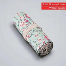 Load image into Gallery viewer, Colorful Roll Up Pencil Case Canvas Flowers Style Colored Pencils Wrap Multi-Purpose Pen Holder Cute Case
