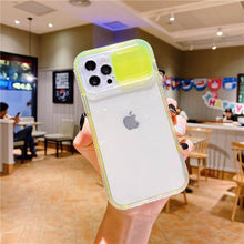 Load image into Gallery viewer, Colorful Translucent Slide Camera Lens Protection Shockproof Phone Case for iPhone Transparent Shockproof Phone Case For iPhone 13 12 11 Pro Max XR XS Max Slide Camera Lens Protection Clear Back Cover
